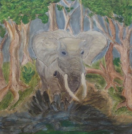 Ein Waldelefant (mit Struktur) 40cm x 40cm